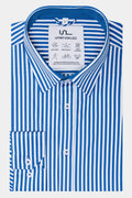 UNWRINKLED Classic Stripes Blue - striped business performance shirt