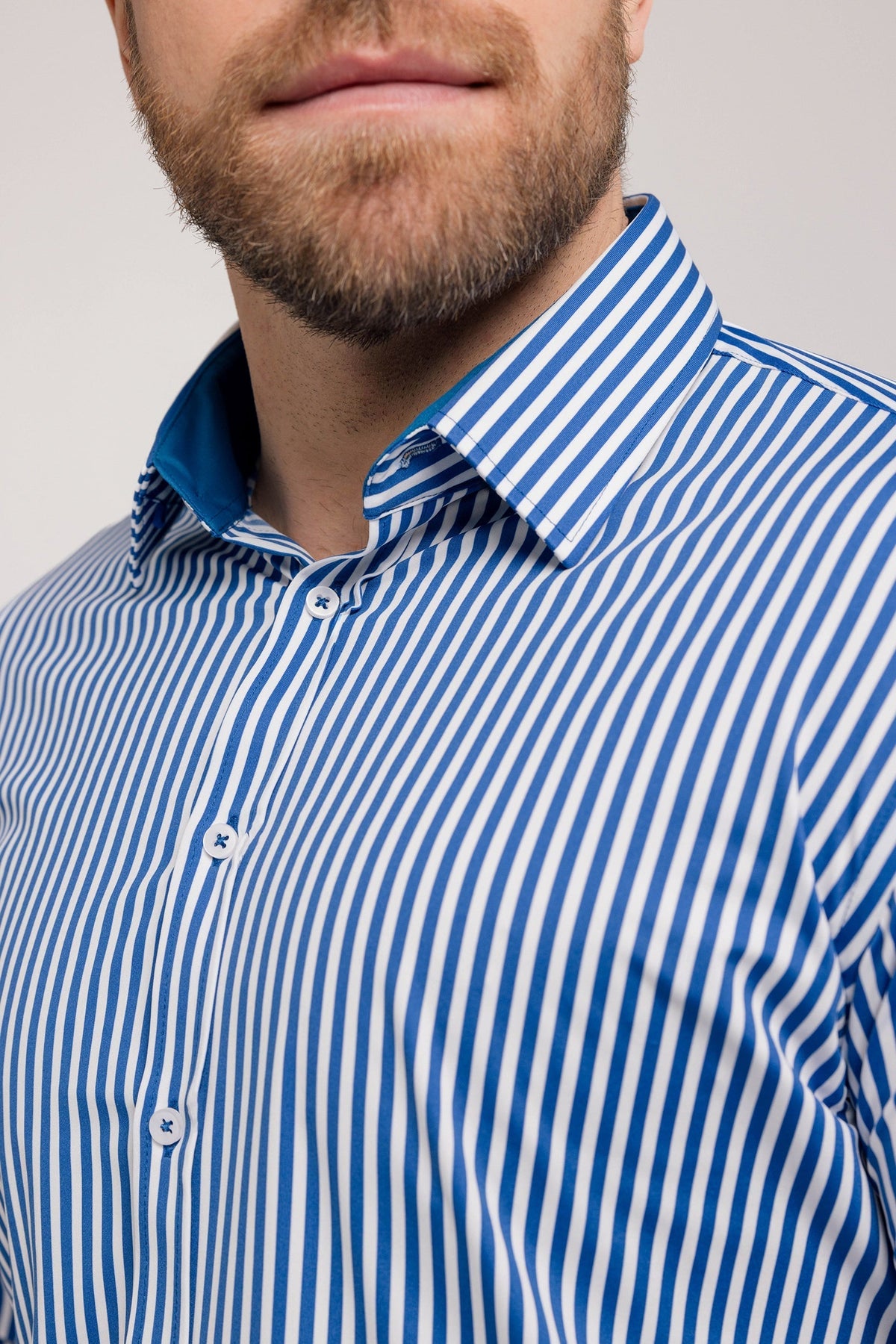 UNWRINKLED Classic Stripes Blue - gestreiftes Business-Performance-Herrenhemd