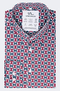 UNWRINKLED Geo Nordic Burgundy - patterned business performance shirt