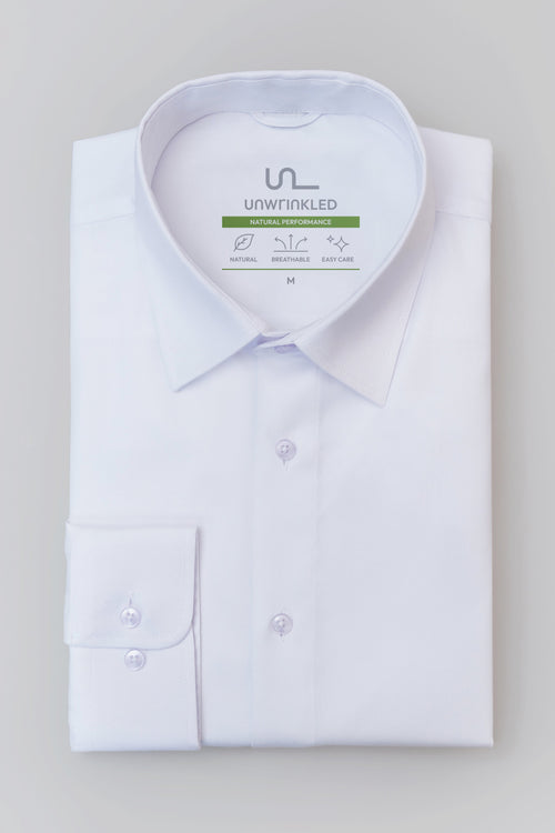 UNWRINKLED Oxford Dry & Fly White - men's white Oxford shirt