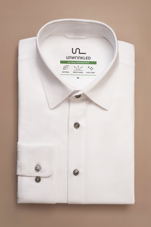 UNWRINKLED Soft Cloud White - men's white cotton shirt