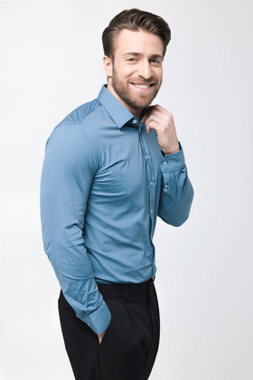 Men's patterned functional shirt - TURQUOISE BREEZE