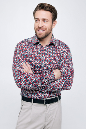 Mönstrad funktionsskjorta för män - GEO NORDIC BURGUNDY