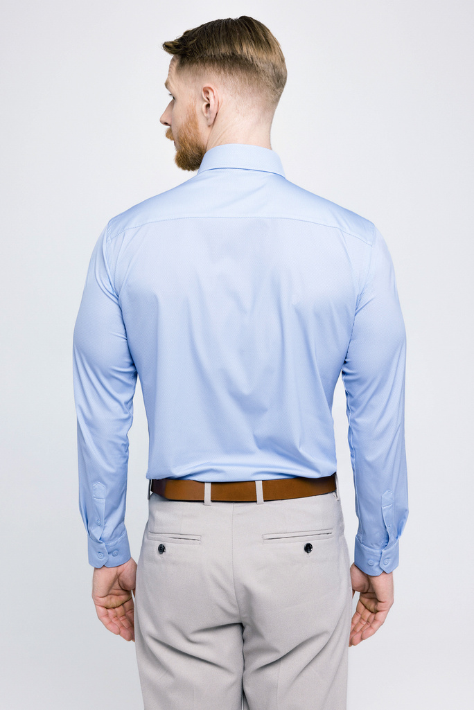 Men's functional blue business shirt - BLUE TEXTURE