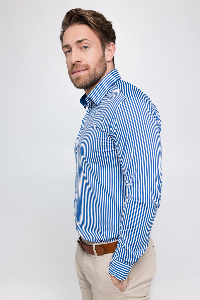 Men's striped functional shirt - CLASSIC STRIPES BLUE
