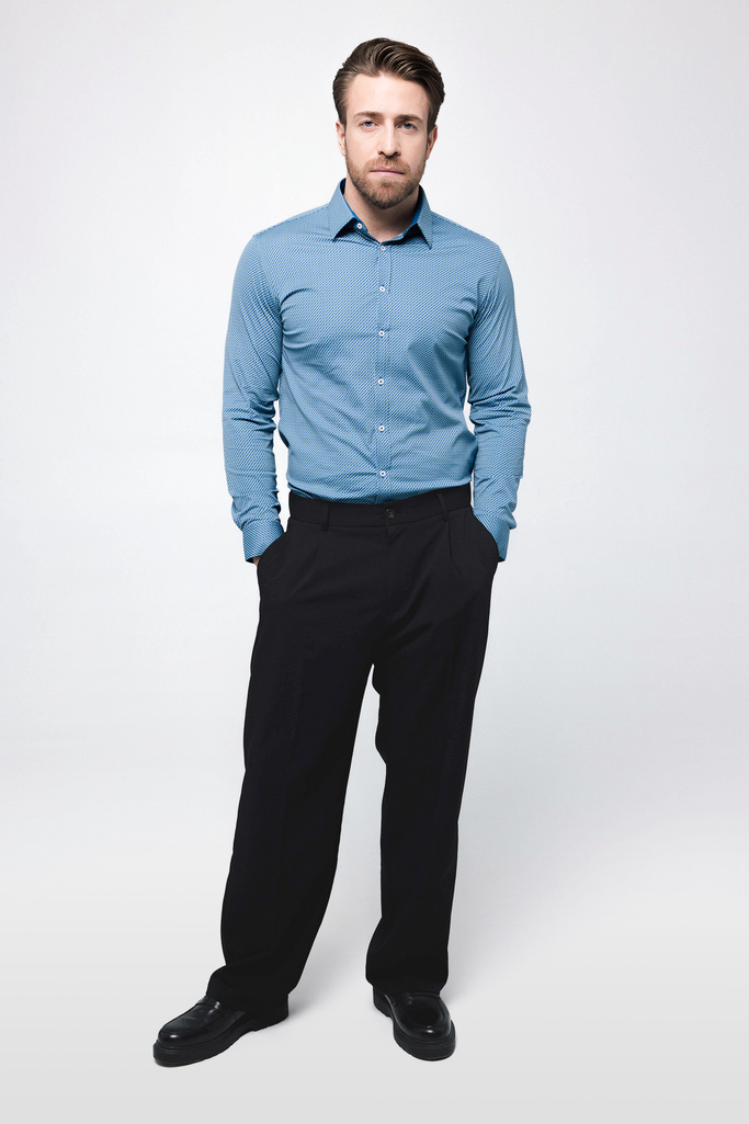 Men's patterned functional shirt - TURQUOISE BREEZE