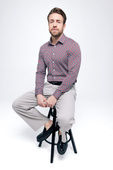 Men's patterned functional shirt - GEO NORDIC BURGUNDY