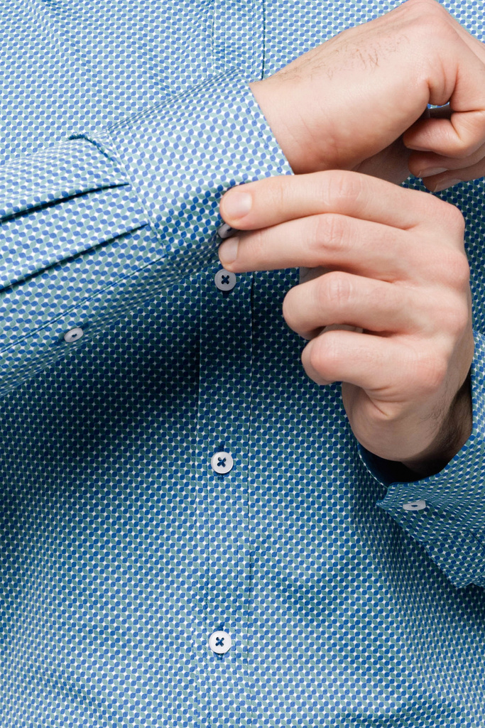 Męska funkcyjna koszula w mikrowzór - TURQUOISE BREEZE