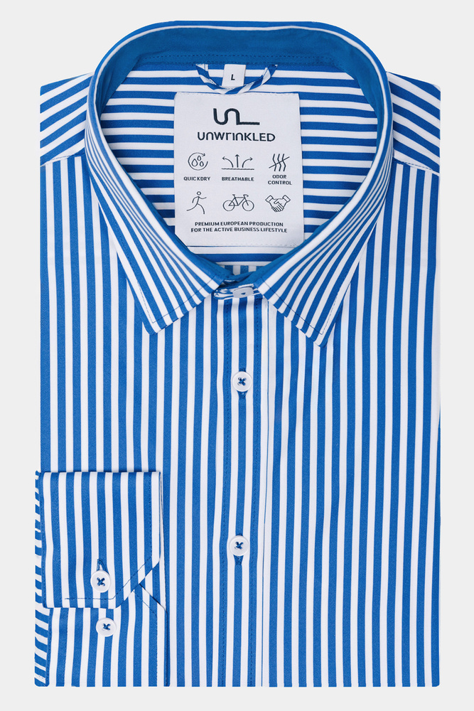 Funktionell gestreiftes Business-Hemd für Herren - BÜGELFREI - CLASSIC STRIPES BLUE