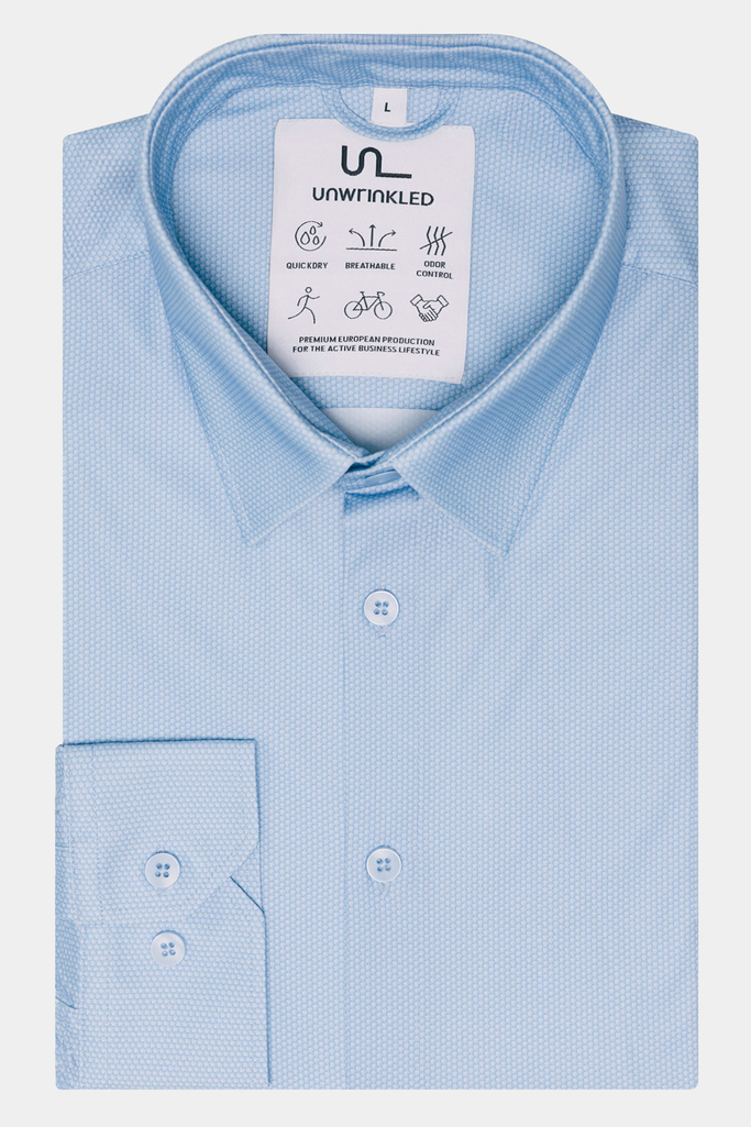Men's performance blue business shirt - BLUE TEXTURE