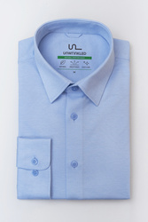 Herren-Baumwollhemd in Blau Natural Performance – BÜGELLEICHT – SOFT SKY BLUE