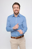 Men’s performance business striped shirt - CLASSIC STRIPES BLUE