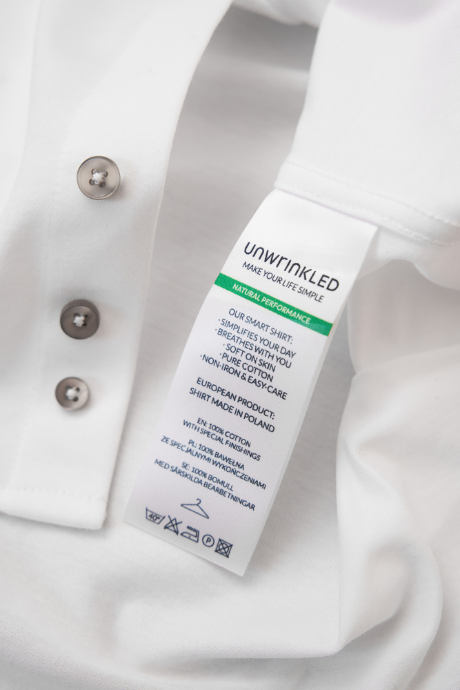 Męska biała bawełniana koszula natural performance - EASY-IRON - SOFT CLOUD WHITE