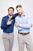 Men's functional blue business shirt - BLUE TEXTURE