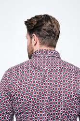 Herren Funktionshemd mit Muster - BÜGELFREI - GEO NORDIC BURGUNDY