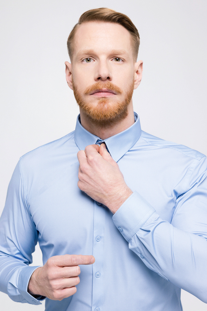 Men's functional blue business shirt - BLUE TEXTURE