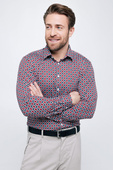 Męska funkcyjna koszula wzorzysta - GEO NORDIC BURGUNDY